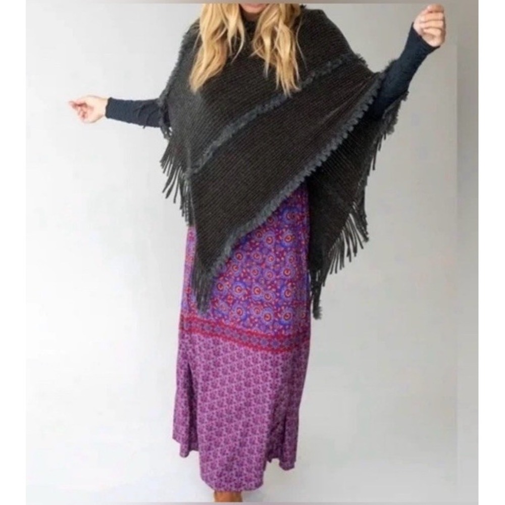 Natural Life Charcoal Poncho Scarf One Size